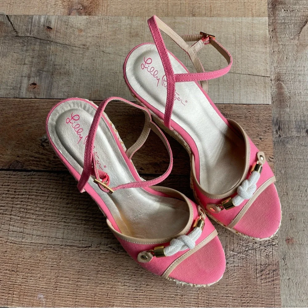 Lilly Pulitzer Just a Little Knotty Nautical Platfrom Espadrille Wedge Shoes 8 - Picture 4 of 8